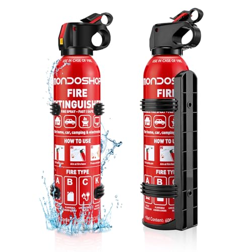 Portable Fire Extinguisher for Home and Vehicle - Mondoshop 2-Pack Water-Based Small Fire Extinguisher with Mount for A, B, C, K Fire, Suitable for Kitchen, Vehicle, Home, Car, Boat, Camping, Business