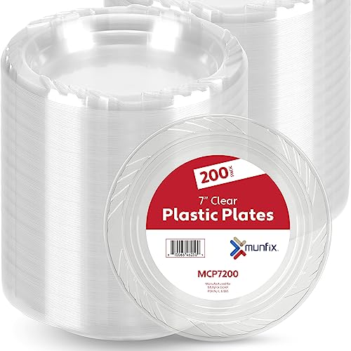 Munfix 7 Inch Clear Plastic Salad Plates Bulk Pack 200 – Disposable