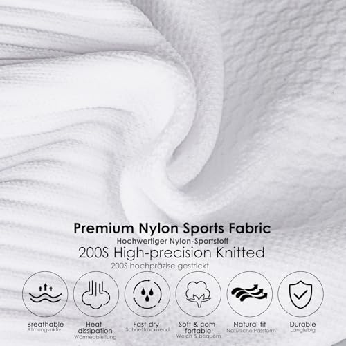 Compression Soccer Socks - Non-slip Grip, Quick-drying - Large, White (3 Pairs)