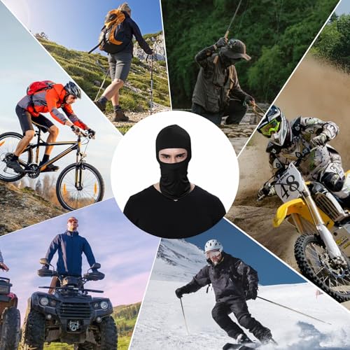 Thin Full Face Black Balaclava Ski Mask for Men & Women - One Size