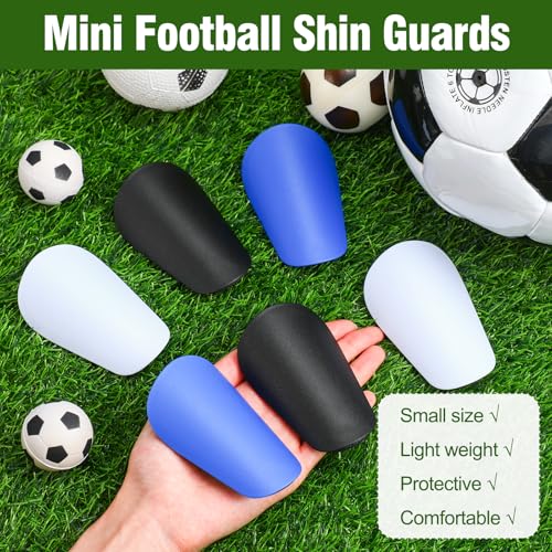 Vinsot 3 Pairs Mini Soccer Shin Guards - Black White Blue, 3.74 x 2.36 in, Lightweight Youth & Adult Protective Pads
