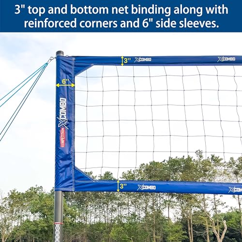 Regulation Volleyball Net Set - Heavy Duty Portable - Blue