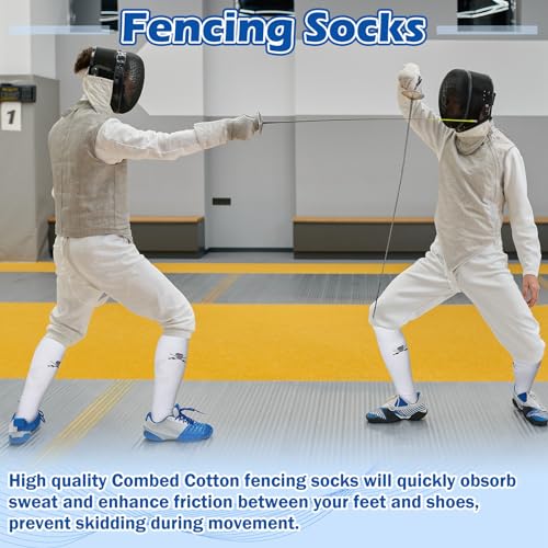 Knee High Fencing Socks - 5 Pairs White Cotton Protective Gear