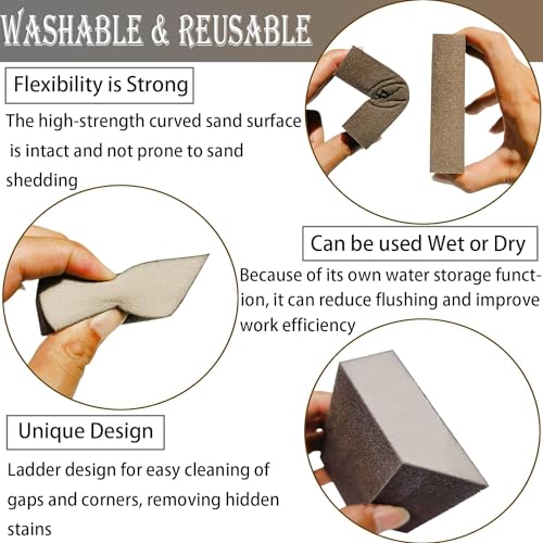 4 Pack 320 Grit Single Angle Sanding Sponge, Washable and Reusable Sanderpaper Hand Sanding Blocks for Wood Drywall Metal Home Sanding