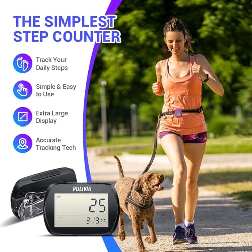 3D Step Counter Pedometer with Clock - Black Portable Tracker