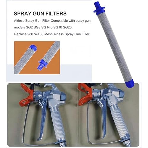 12 Pack 288749 Airless Spray Gun Filter 60 Mesh, Compatible with Graco Spray Gun Models SG10, SG20, SG Pro, SG2 and SG3 Replacement Paint Filter
