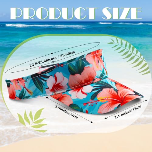 Glitopper Tropical Visor Hat Unisex Adjustable Hibiscus Top 4 Pack