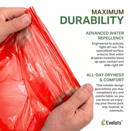 Disposable Rain Poncho for Adults with Hood - Red