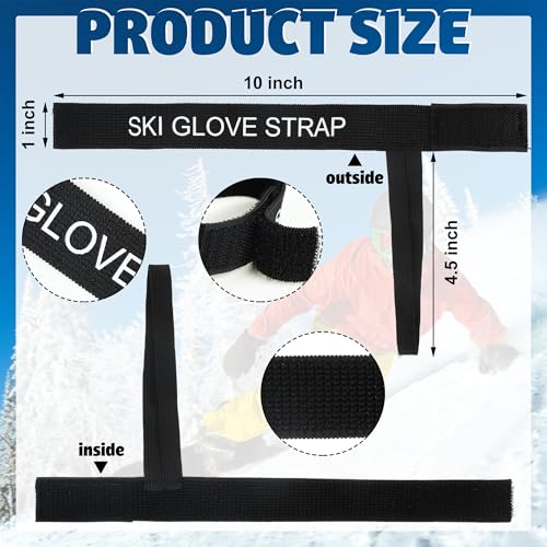 4-Pack Ski Glove Safety Straps - Elastic Wrist Leash for Snow Sports