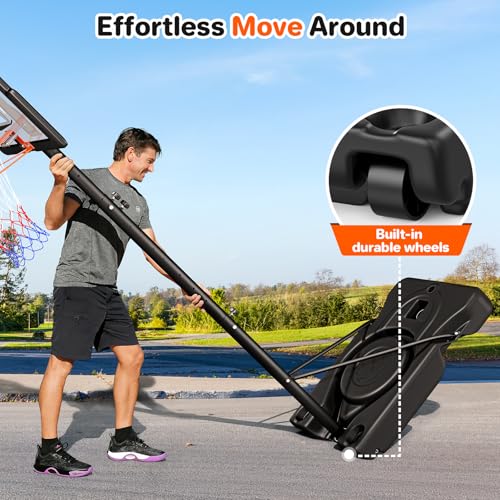 Adjustable 10ft Basketball Hoop - Portable System with 44" Backboard - Gray