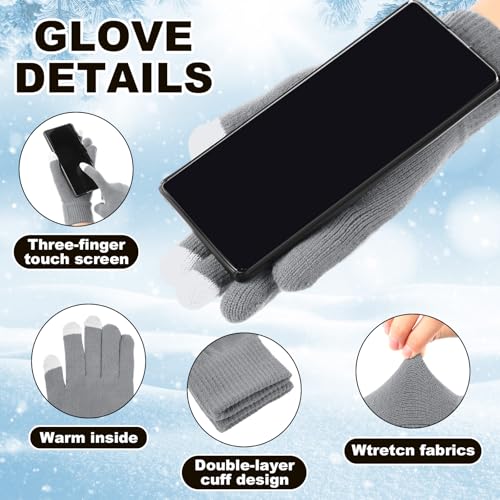 Wireless Winter Beanie Hat Set with Touchscreen Gloves - Black+Gray
