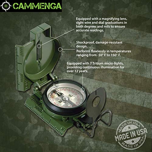 Military Tritium Lensatic Compass - Waterproof Olive Drab