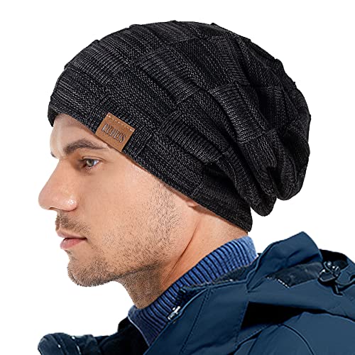 REDESS Unisex Winter Knit Beanie Hat Black One Size A1 - Warm Slouchy Skull Cap