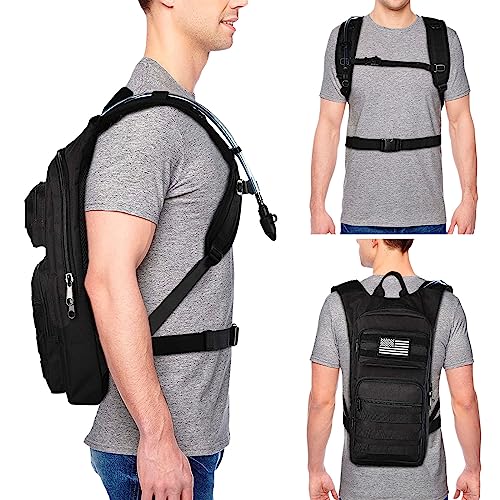 Hydration Backpack with 3L Water Bladder - Black Tactical Pack