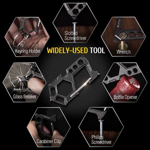 Carabiner Multitool Keychain - 11-in-1 EDC Gear with Clip & Key Loops