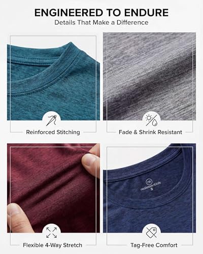 Men's Dry Fit Workout T-Shirts - 5 Pack Large - Athletic Tees
