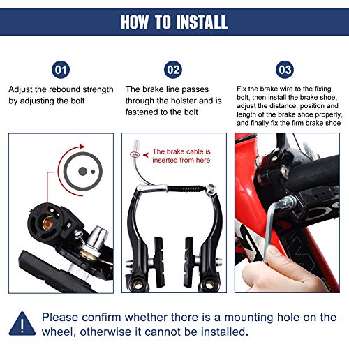 2 Sets V-Type Bike Brakes with Cables & End Caps for Mountain Bikes