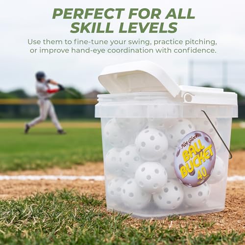 Hot Glove Practice Baseballs - Durable Plastic Baseballs Set of 40 for Batting & Training