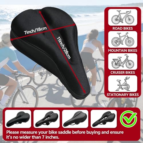 RIXOW Bike Seat Cushion - Narrow Black Memory Foam Saddle Pad, Universal Fit