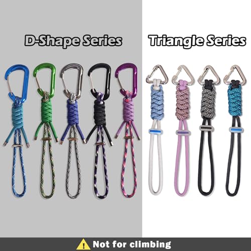 Paracord Keychain with Carabiner Clip - Triangle - T-Blue