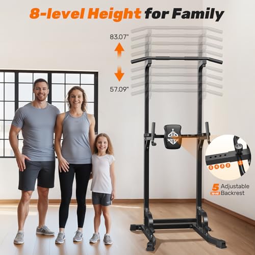 Free Standing Pull Up Bar Power Tower for Home Gym - Black