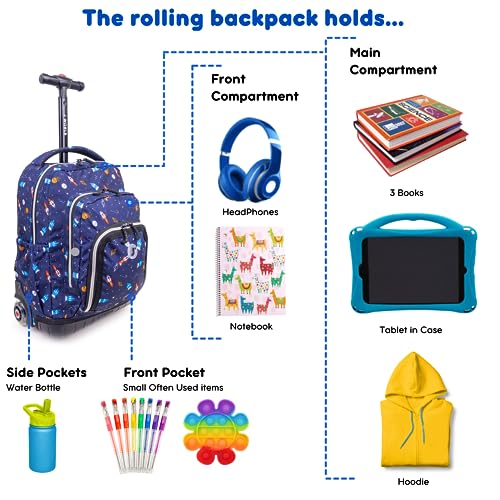 Multicolor Kids Rolling Backpack & Lunch Bag Set with Wheels - School & Travel