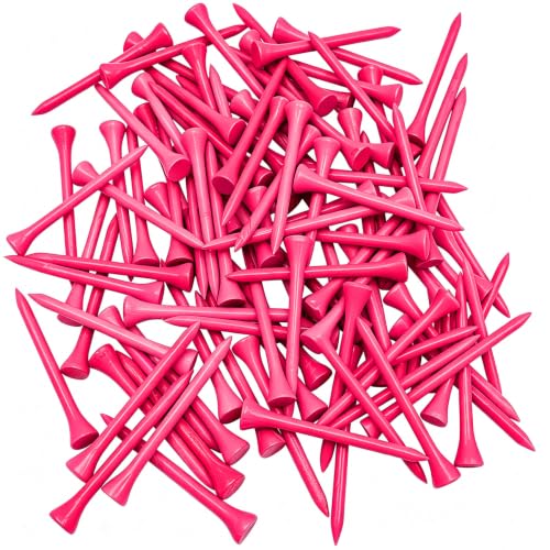 Bamboo Golf Tees 3-1/4" Hot Pink - 100 Pack Durable Accessories
