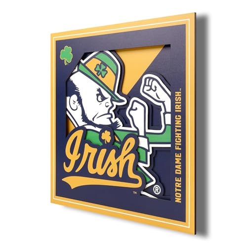 3D Notre Dame Fighting Irish Logo Wall Art - 12" x 12"