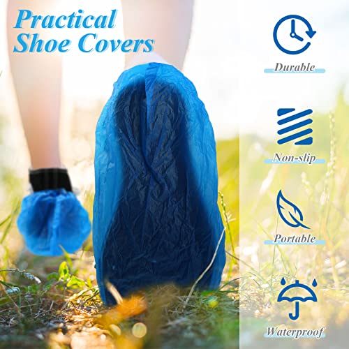 1000 Pcs Disposable Shoe Covers Boot Cover Waterproof Non Slip Shoe Protector Booties Covers for Indoor Carpet Floor Workplace Protection, One Size Fit Most(Blue)