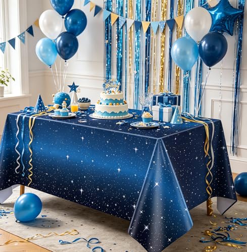 Starry Night Tablecloth Set - 4 Pack Space Theme Covers 51x86"
