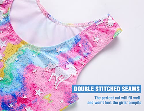 Girls' Gymnastics Leotard Biketard - Colorful Unicorn 2-3T
