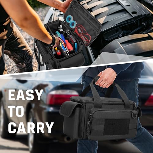 Small Tool Bag with Anti-friction and Thick Padded Bottom, Tool Storage Organizer for Men, Tactical Bag, Range Bag, Multi-functional Work Tote for Repairman, Electrician, Carpenters, Handyman