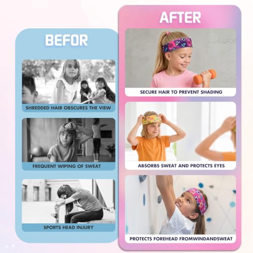 Soccer Headbands for Kids - 3 Pack in Pink, Yellow & Purple