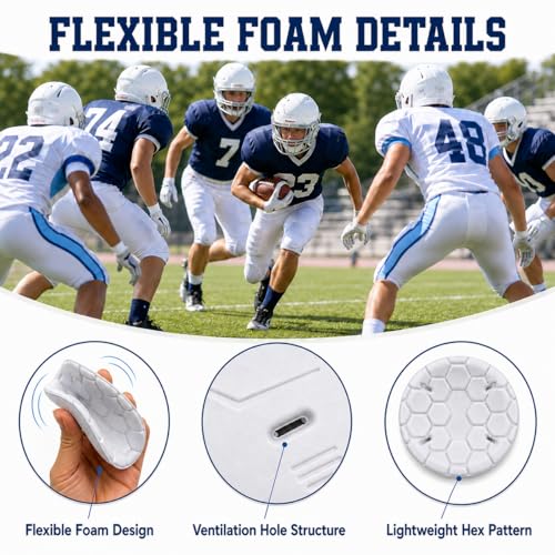 Football Pants Foam Inserts - Low Profile Replacement Pads with Ventilation