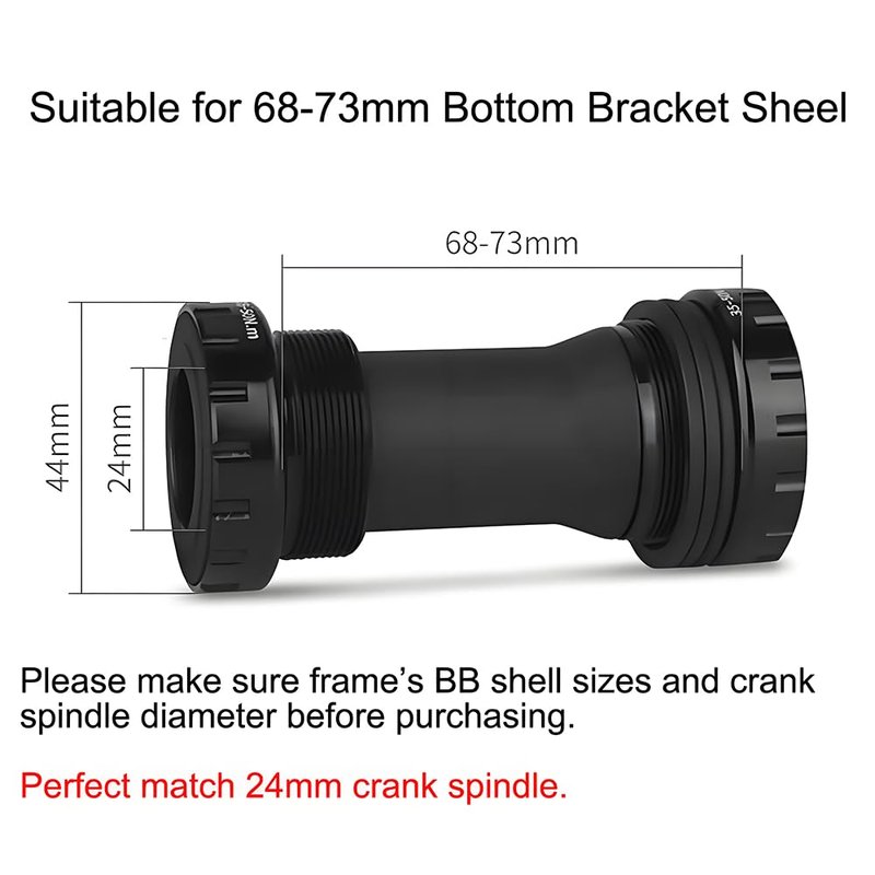 Andeshunk Bike Bottom Bracket, 68-73mm BSA Threaded Bottom Bracket for Mountain Road Bike, Bearing BB Bottoms Brackets Set (Orange)