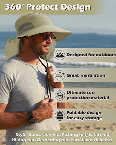 Tirrinia Wide Brim Sun Hat with Neck Flap - One Size Light Olive