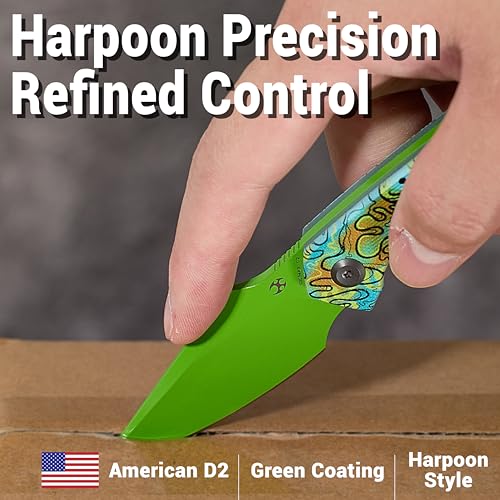 KANSEPT Fenrir Fixed Blade Knife Green Handle, 2.87" D2 Blade, EDC & Outdoor
