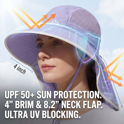 UV Sun Protection Hat Women Foldable Neck Flap Wide Brim Fishing with
