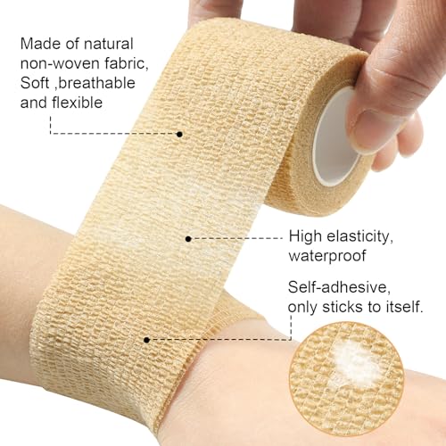 Self-Adhesive Bandage Wrap - Elastic Athletic Tape 8PCS 2" x 14.7 ft - White