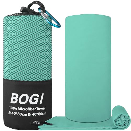 BOGI Microfiber Travel Sports Towel Set Mint 16x32 Inches - Quick Dry & Compact