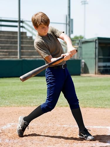 Baseball Socks and Belt Combo for Youth Boys - Black, 5-7 Years