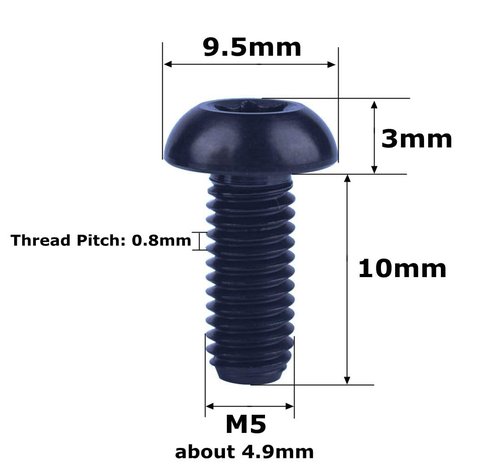 VAMUOEFL M5 x 10mm Titanium Bolts Torx T25 Head for Bike Bicycle Disc Brake Rotor Screw 6Pcs (Black)