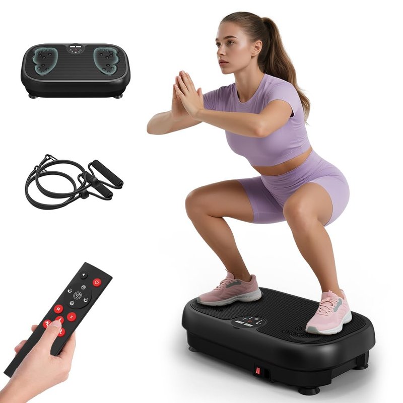 Relife Vibration Plate Exercise Machine Fitness Platform Whole Body Shaker Vibrate Stand Board Lymphatic Drainage Shaking for Weight Loss Fat Burning with 2 Resistance Bands Home Gyms Workout,400Lbs.