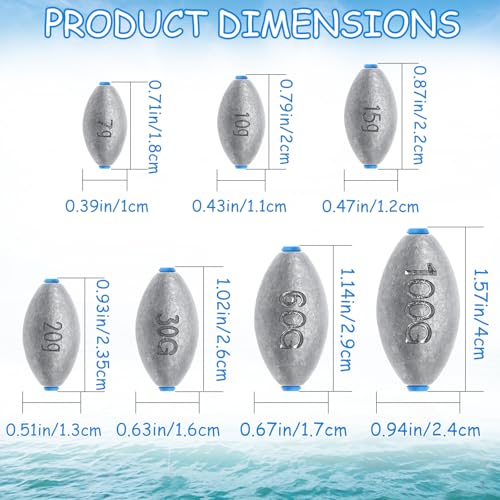 Bullet Egg Sinkers Fishing Weights - 1/4oz, 20pcs