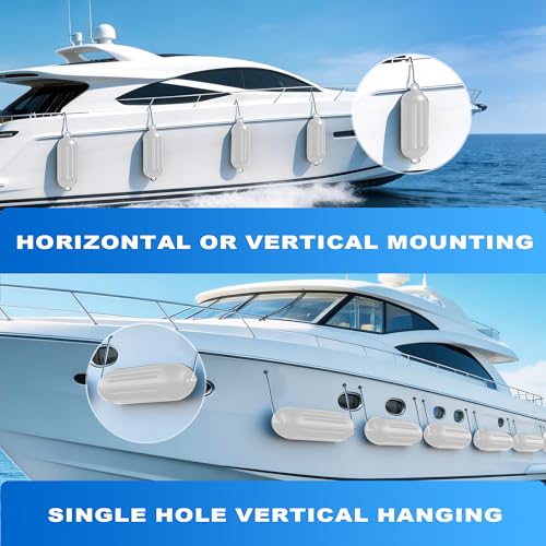 SOTISI White Inflatable Boat Fenders 5.5x20-inch 4-Pack Marine Docking Bumpers