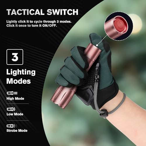 RECHOO 2-Pack LED Flashlight, 3-Mode Zoomable Tactical Pocket Lights, IPX4 Waterproof
