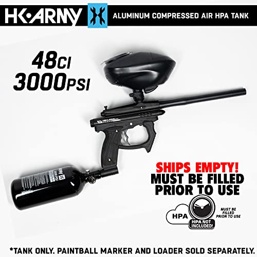 48ci/3000psi Aluminum HPA Paintball Tank with Standard Regulator - Black
