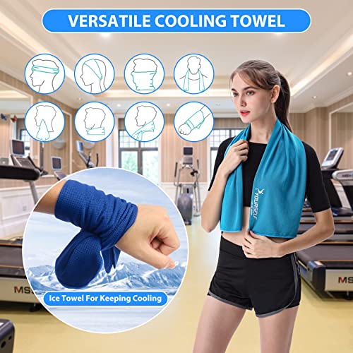 Instant Cooling Towel 40x12 - Breathable Microfiber Neck Wrap - Dark Blue