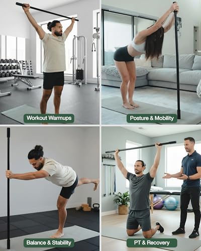 5ft Bamboo Yoga Stick for Mobility & Flexibility - Abyss Black