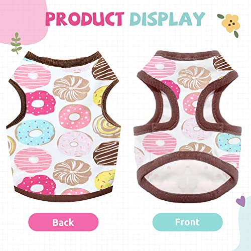 Small Dog Shirt - Cute Cotton Tee for Pets, Coffee Donut, Size S